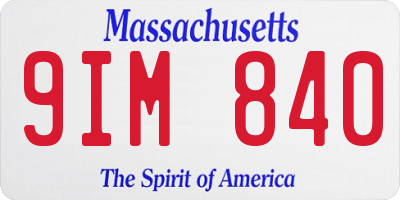 MA license plate 9IM840
