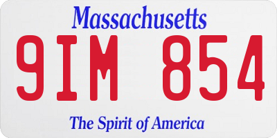 MA license plate 9IM854
