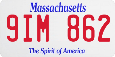MA license plate 9IM862