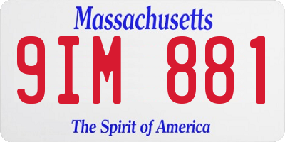 MA license plate 9IM881