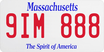 MA license plate 9IM888