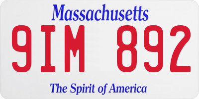 MA license plate 9IM892