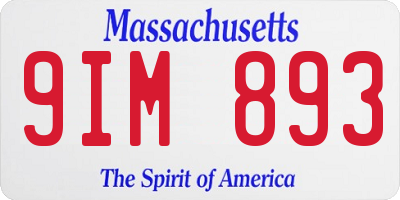MA license plate 9IM893