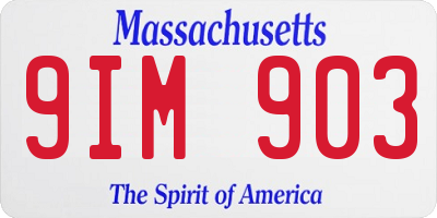 MA license plate 9IM903