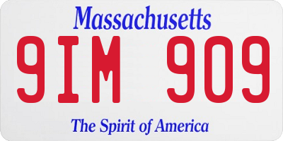 MA license plate 9IM909