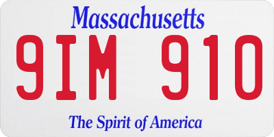 MA license plate 9IM910