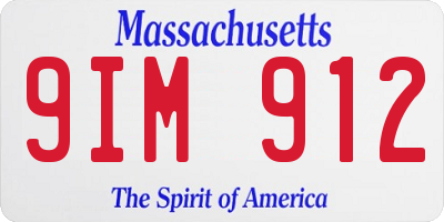 MA license plate 9IM912
