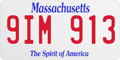 MA license plate 9IM913