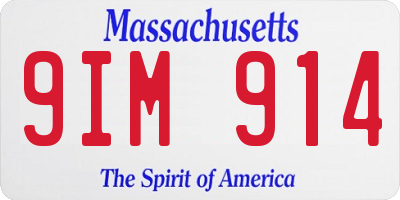 MA license plate 9IM914