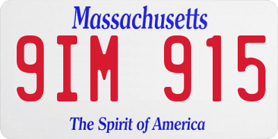 MA license plate 9IM915