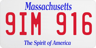 MA license plate 9IM916