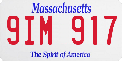MA license plate 9IM917