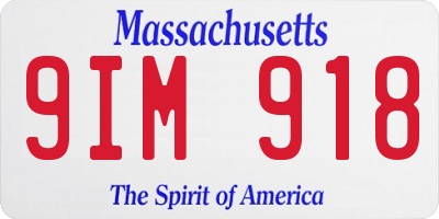 MA license plate 9IM918