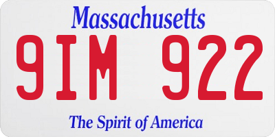MA license plate 9IM922