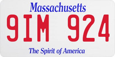 MA license plate 9IM924