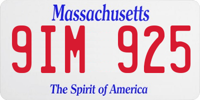MA license plate 9IM925