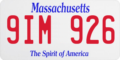 MA license plate 9IM926