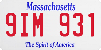 MA license plate 9IM931