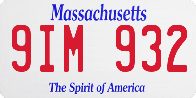 MA license plate 9IM932