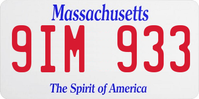 MA license plate 9IM933