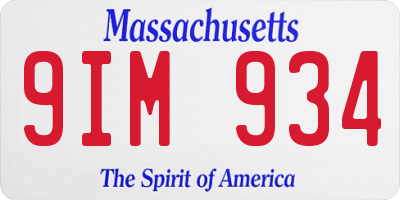 MA license plate 9IM934