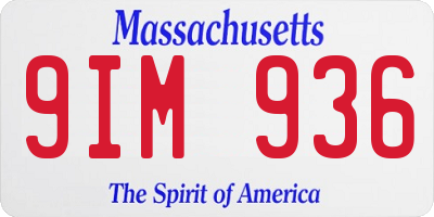 MA license plate 9IM936
