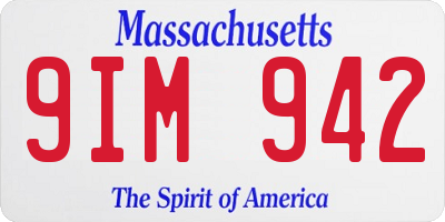 MA license plate 9IM942
