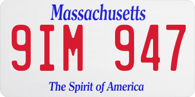 MA license plate 9IM947