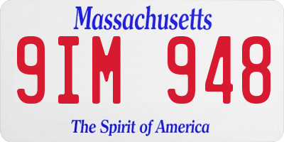 MA license plate 9IM948