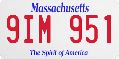 MA license plate 9IM951