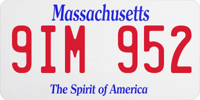MA license plate 9IM952