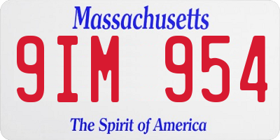 MA license plate 9IM954