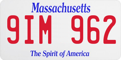MA license plate 9IM962