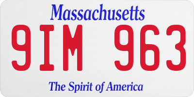 MA license plate 9IM963