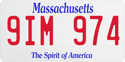 MA license plate 9IM974