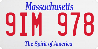MA license plate 9IM978