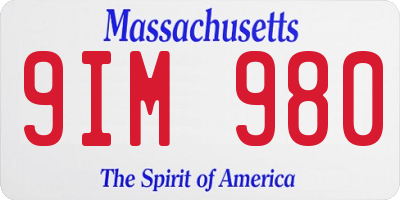 MA license plate 9IM980