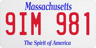 MA license plate 9IM981