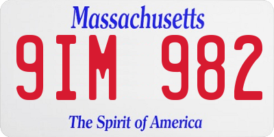 MA license plate 9IM982