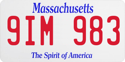 MA license plate 9IM983