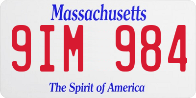 MA license plate 9IM984