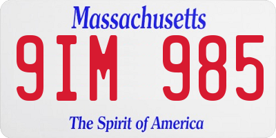 MA license plate 9IM985