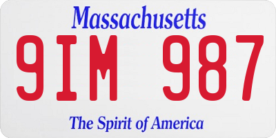 MA license plate 9IM987