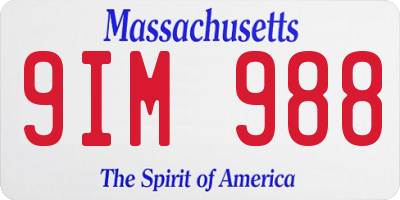 MA license plate 9IM988