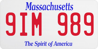 MA license plate 9IM989