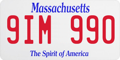MA license plate 9IM990