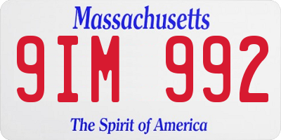 MA license plate 9IM992