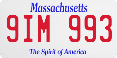 MA license plate 9IM993