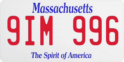 MA license plate 9IM996