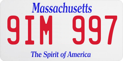 MA license plate 9IM997